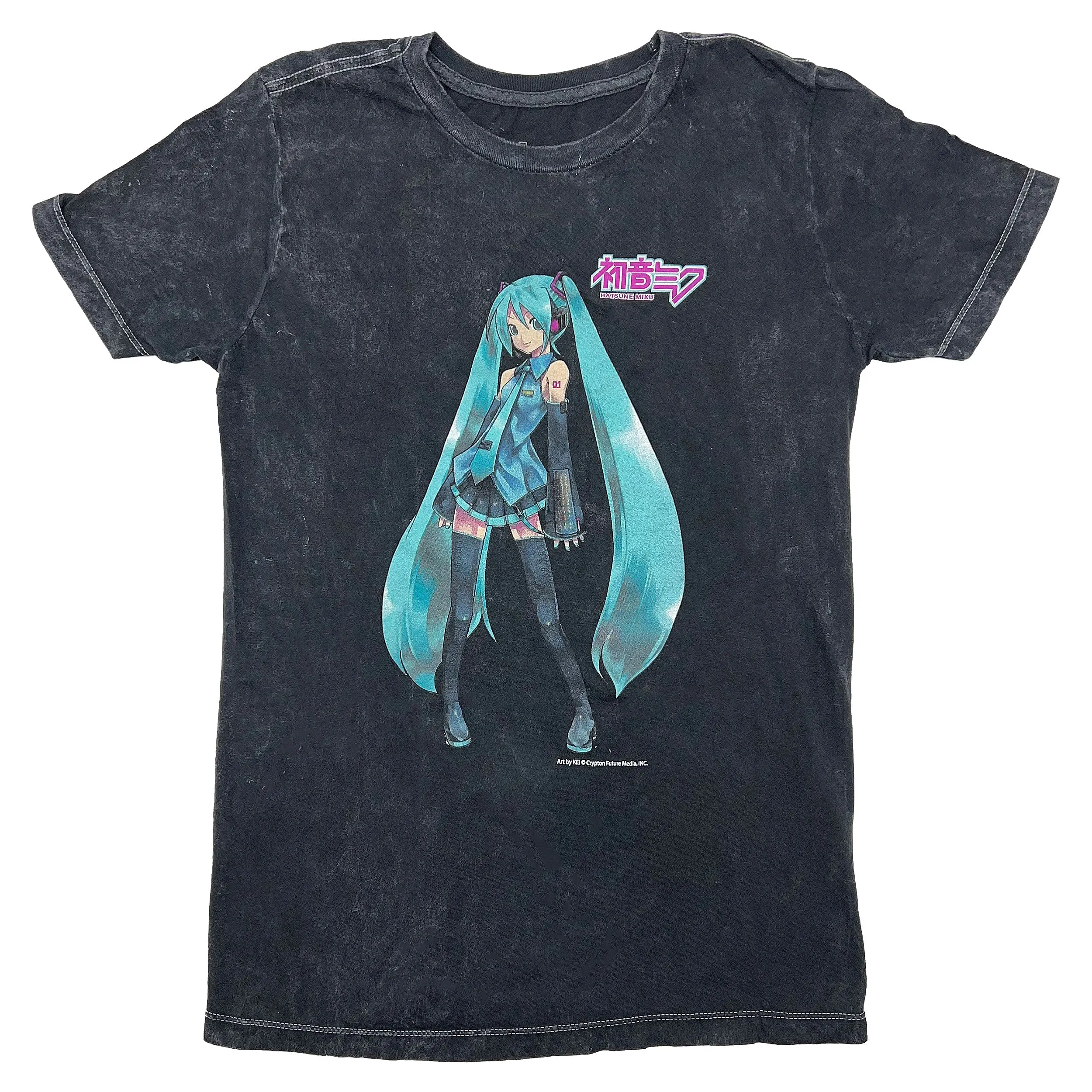 Black Mineral Wash Body Tee With Large Front Print Tie Dye T-shirt sold by Rockabilia