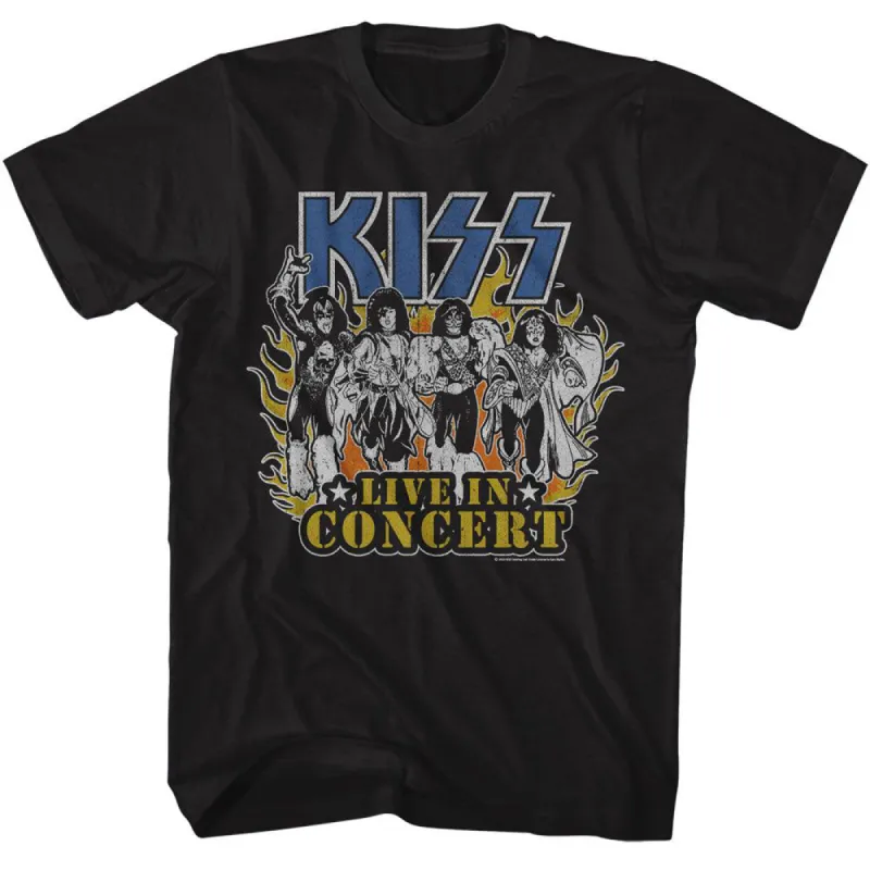 Kiss Live In Flames T-shirt sold by Rockabilia