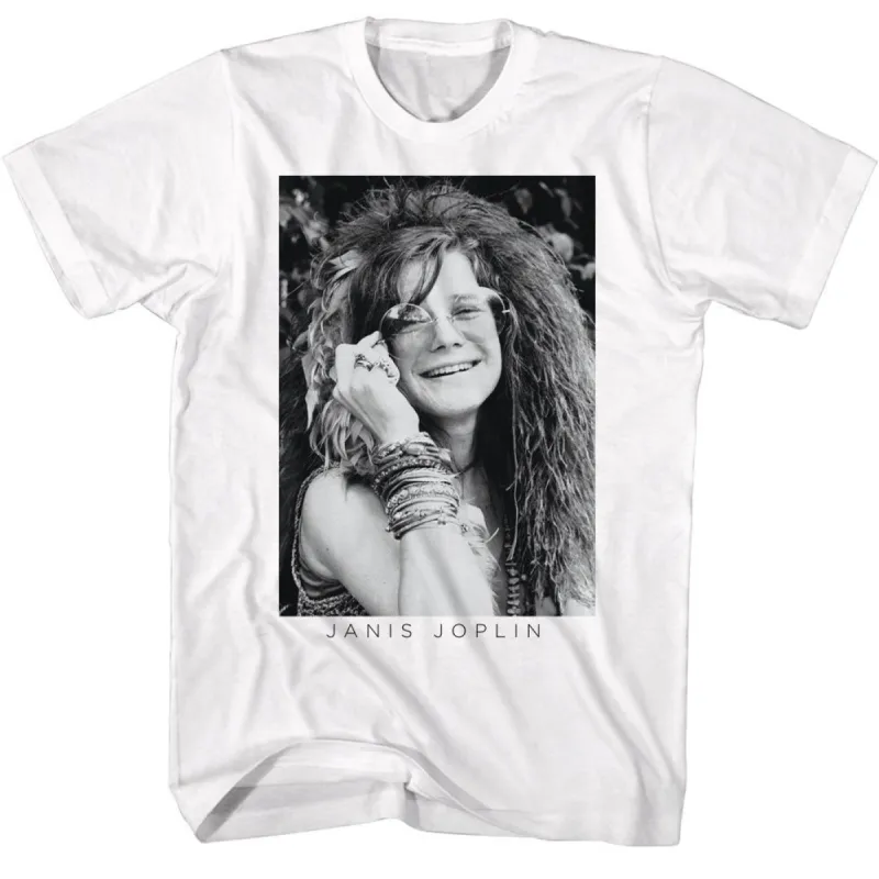 Janis Joplin Bw Glasses T-shirt sold by Rockabilia
