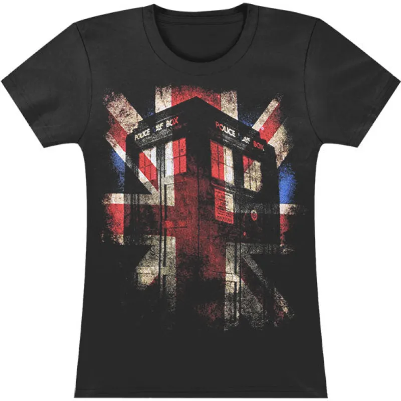Tardis Union Jack Glow Junior Top sold by Rockabilia