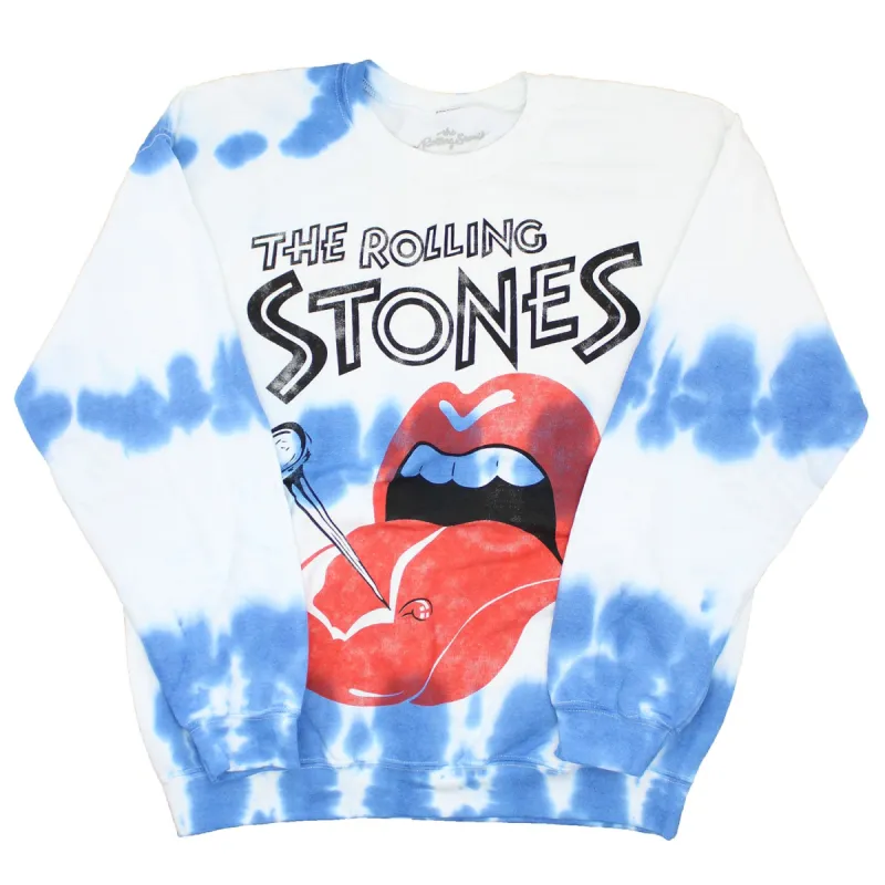 Nail Tongue Tie Dye Crew Neck Fleece Sweatshirt sold by Rockabilia