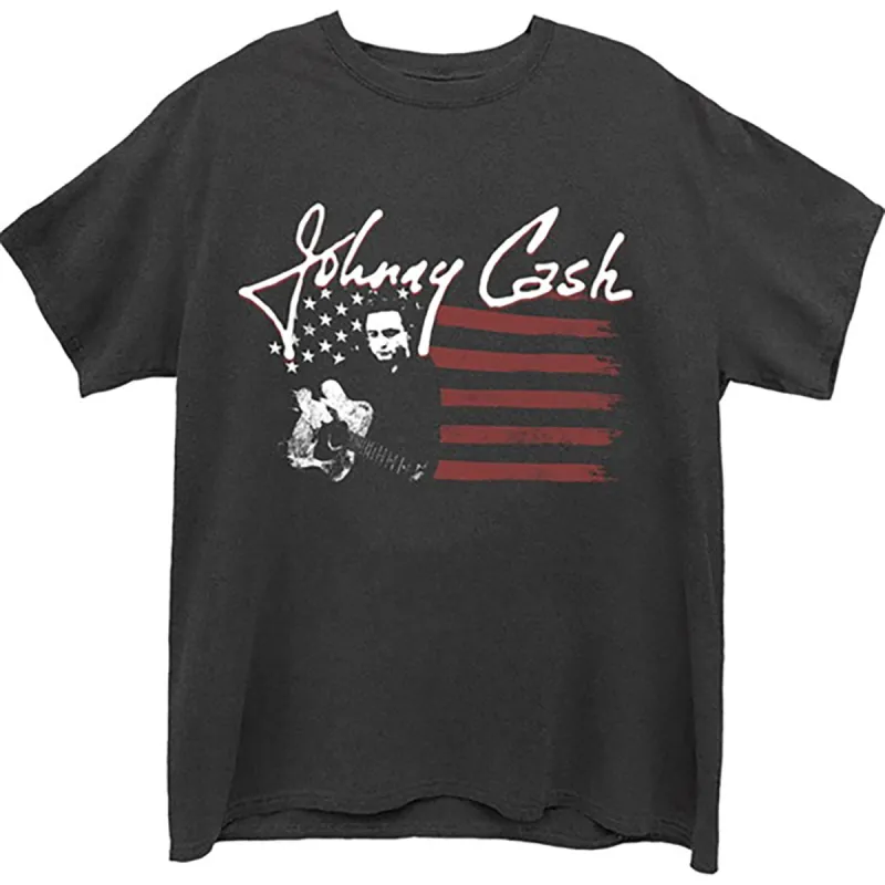 Red, Black & White American Flag Logo & Photo T-shirt sold by Rockabilia