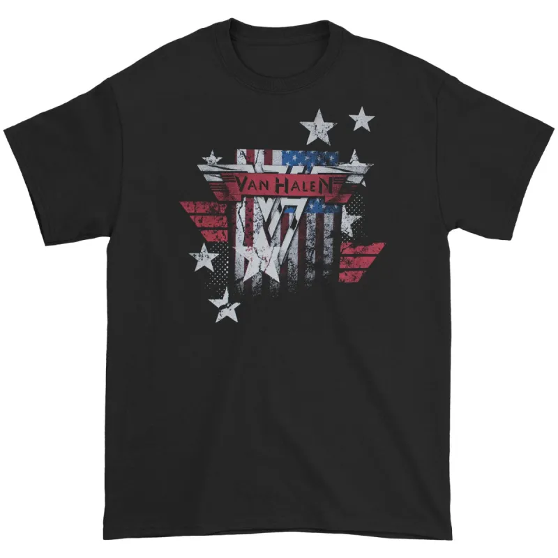 Vintage Distressed American Flag With Logos & Stars (Tall Tee) T-shirt Tall sold by Rockabilia