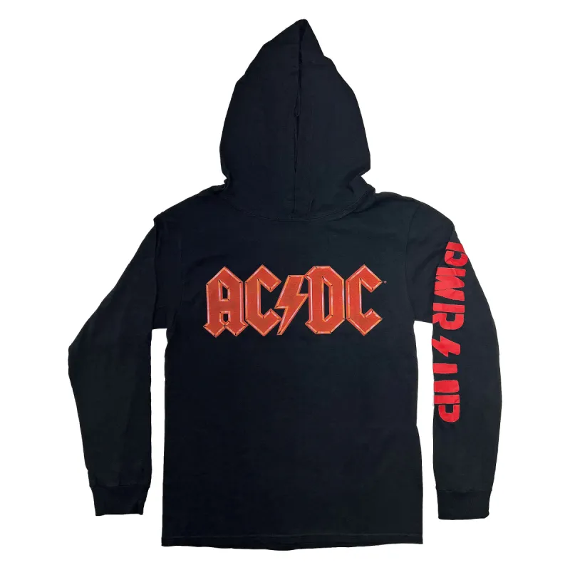 PWR UP Softhand Screen Print On Black Hooded Sweatshirt made by AC/DC