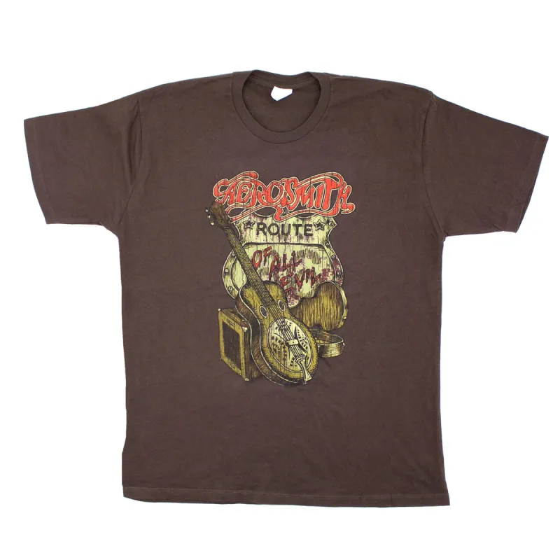 Route Of All Evil Highway Sign Logo With Old Guitar/Tour 2006 USA & Canada T-shirt sold by Rockabilia