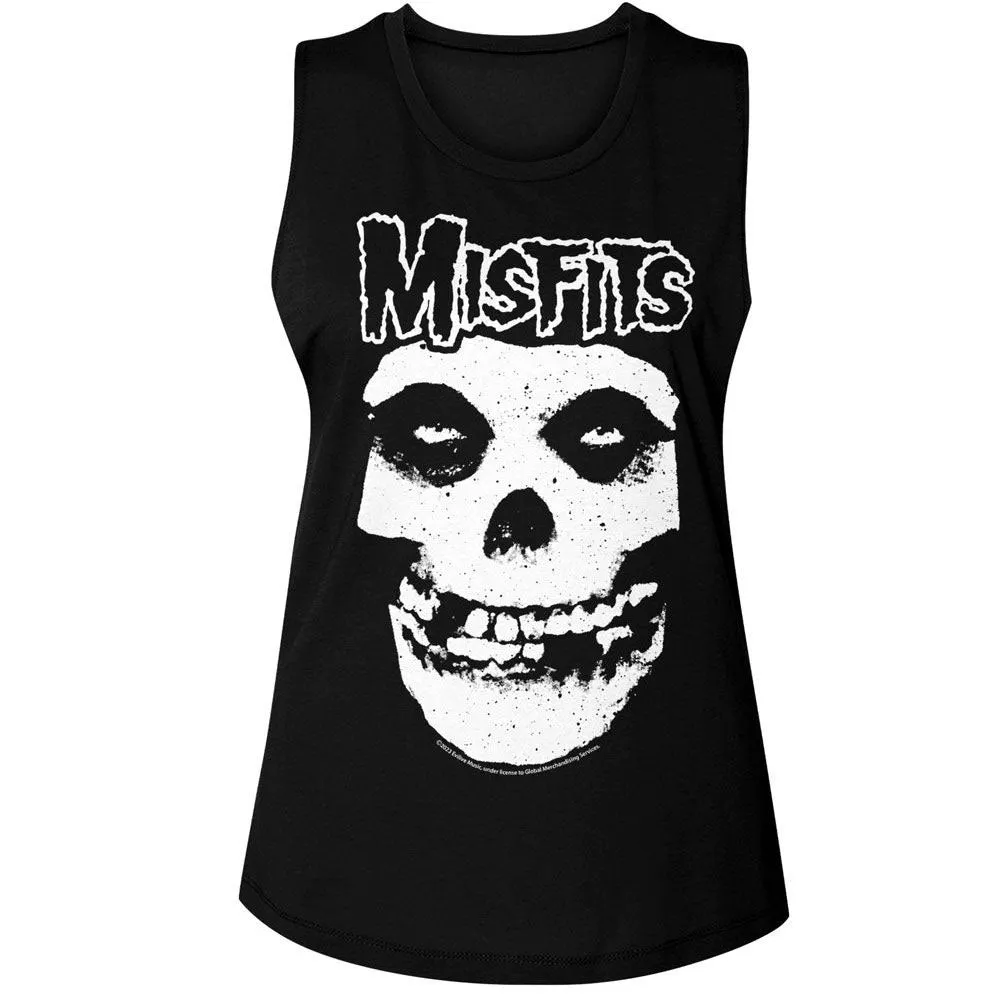 Misfits Logo Outline Skull Womens Tank sold by Rockabilia