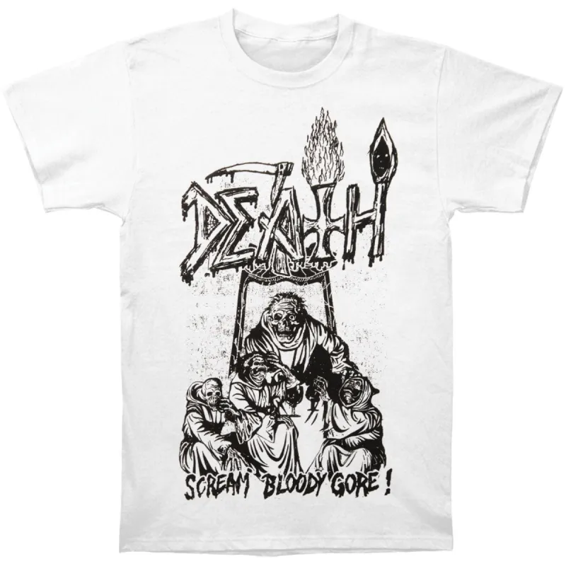 Scream Bloody Gore Line Art (White) T-shirt sold by Rockabilia