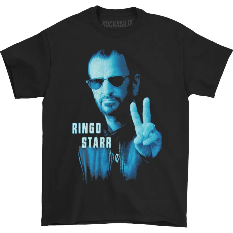 Ringo Starr Blue Portrait 2014 North America Tour Soft Tee T-shirt made by Rockabilia
