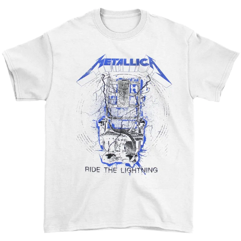 Ride The Lightning White T-shirt sold by Rockabilia