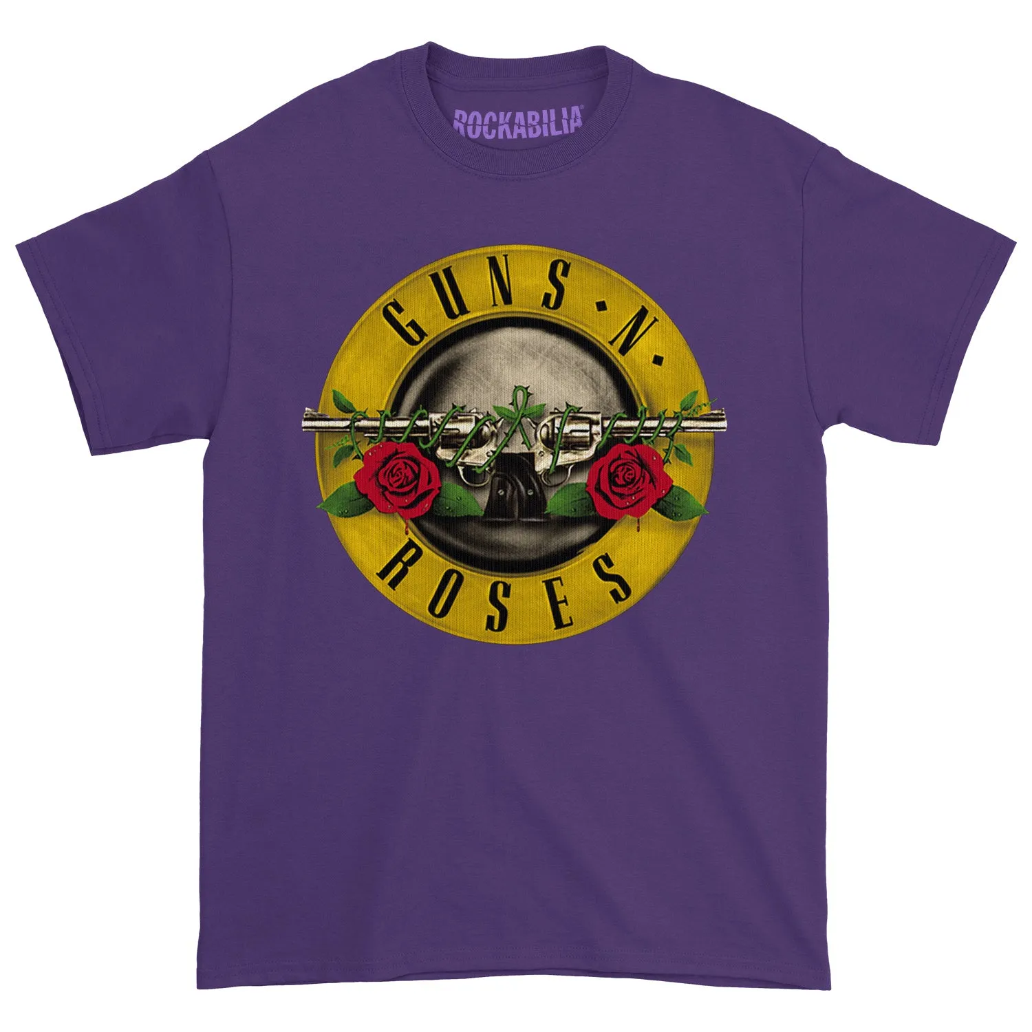 Guns N Roses Classic Logo On Purple (Rockabilia Exclusive) T-shirt sold by Rockabilia