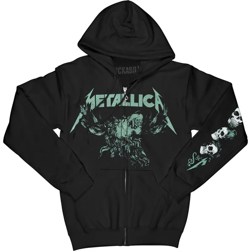 Moose Skull Zip Hoodie Zippered Hooded Sweatshirt sold by Rockabilia