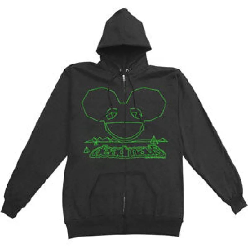 Green Outline Zippered Hooded Sweatshirt sold by Rockabilia