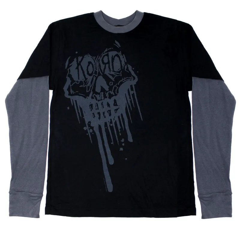 Drip Skull With Thermal Black Sleeves Long Sleeve sold by Rockabilia