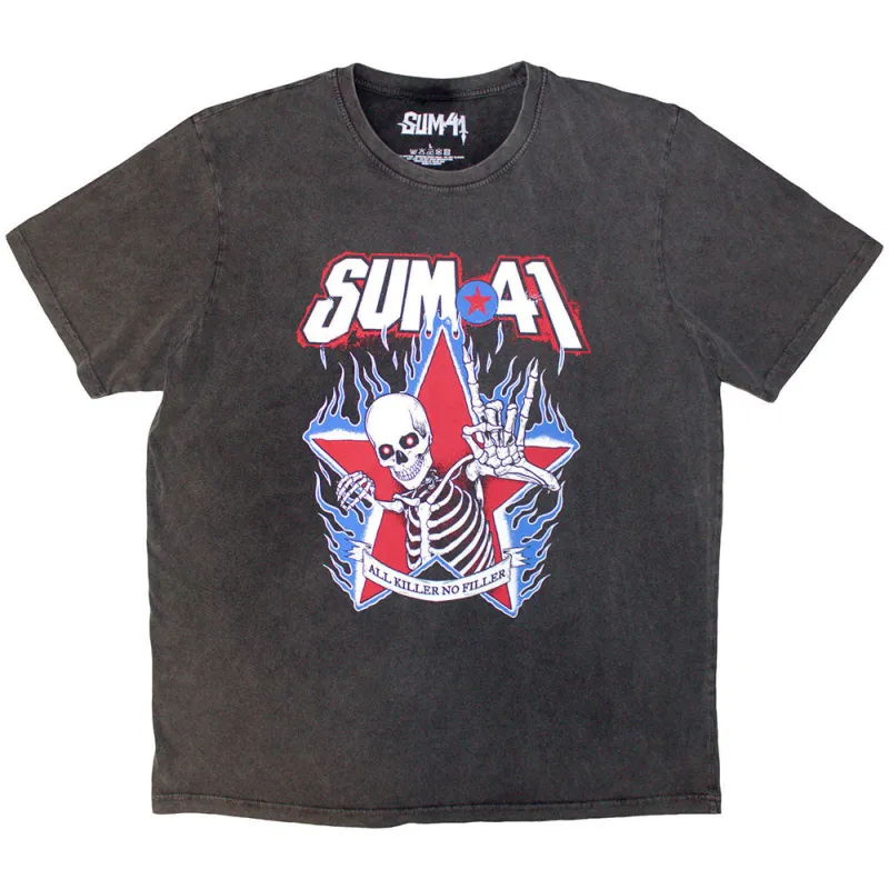 All Killer No Filler Skeleton Stone Wash T-shirt made by Rockabilia