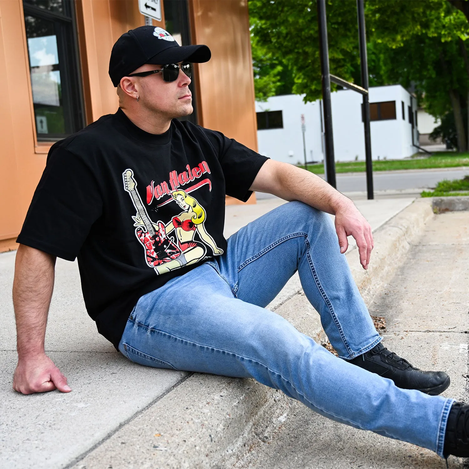 Van Halen Running With The Devil Oversized Boxy Tee Vintage T-shirt sold by Rockabilia product image thumbnail 3