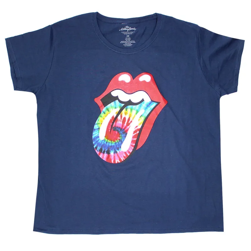 Dyed Tongue on Navy Blue Tee T-shirt made by the Rolling Stones