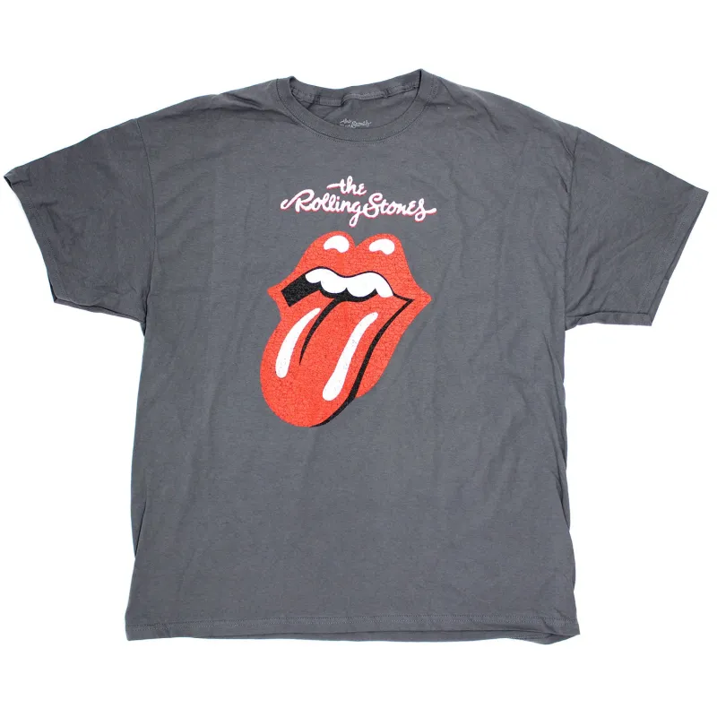 Crack Logo & Tongue on Dark Gray Tee T-shirt made by the Rolling Stones