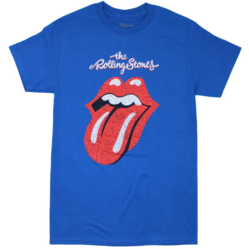 Cracked Logo & Tongue on Royal Blue Tee T-shirt made by the Rolling Stones