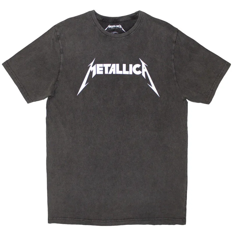 Metallica Logo Stone Wash T-shirt made by Rockabilia