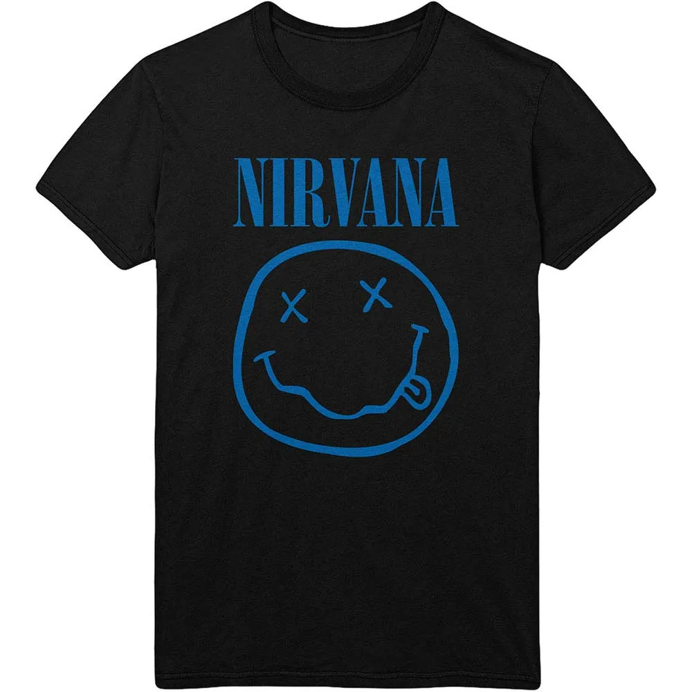 Blue Smile Face Logo Slim Fit T-shirt sold by Rockabilia