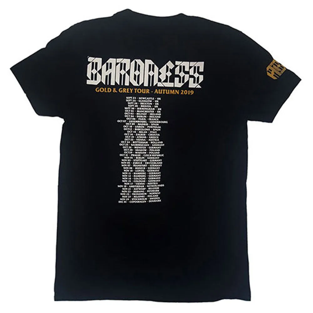 Baroness Gold & Grey Date back (Ex-Tour/Back Print) Slim Fit T-shirt sold by Rockabilia product image thumbnail 2