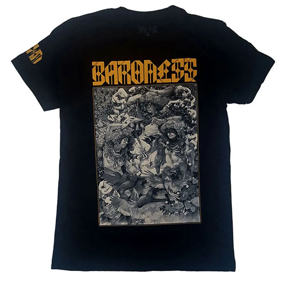 Baroness Gold & Grey Date back (Ex-Tour/Back Print) Slim Fit T-shirt sold by Rockabilia