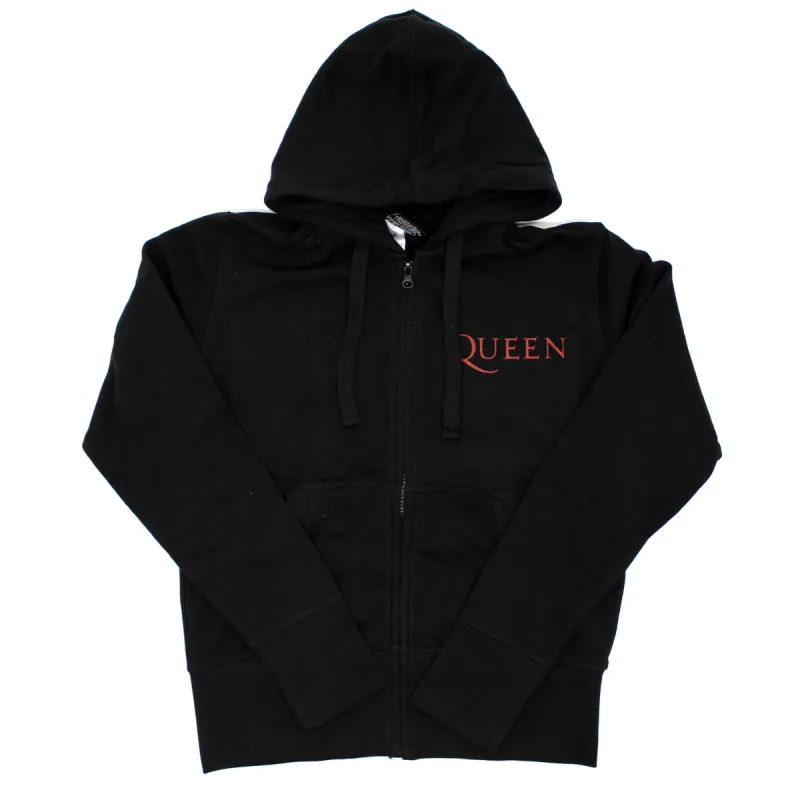 Queen Classic Crest (Back Print) Ladies Zipped Hoodie Junior Top made by Rockabilia