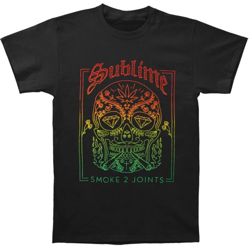 Smoke 2 Joints Skull Mens Soft T Slim Fit T-shirt sold by Rockabilia