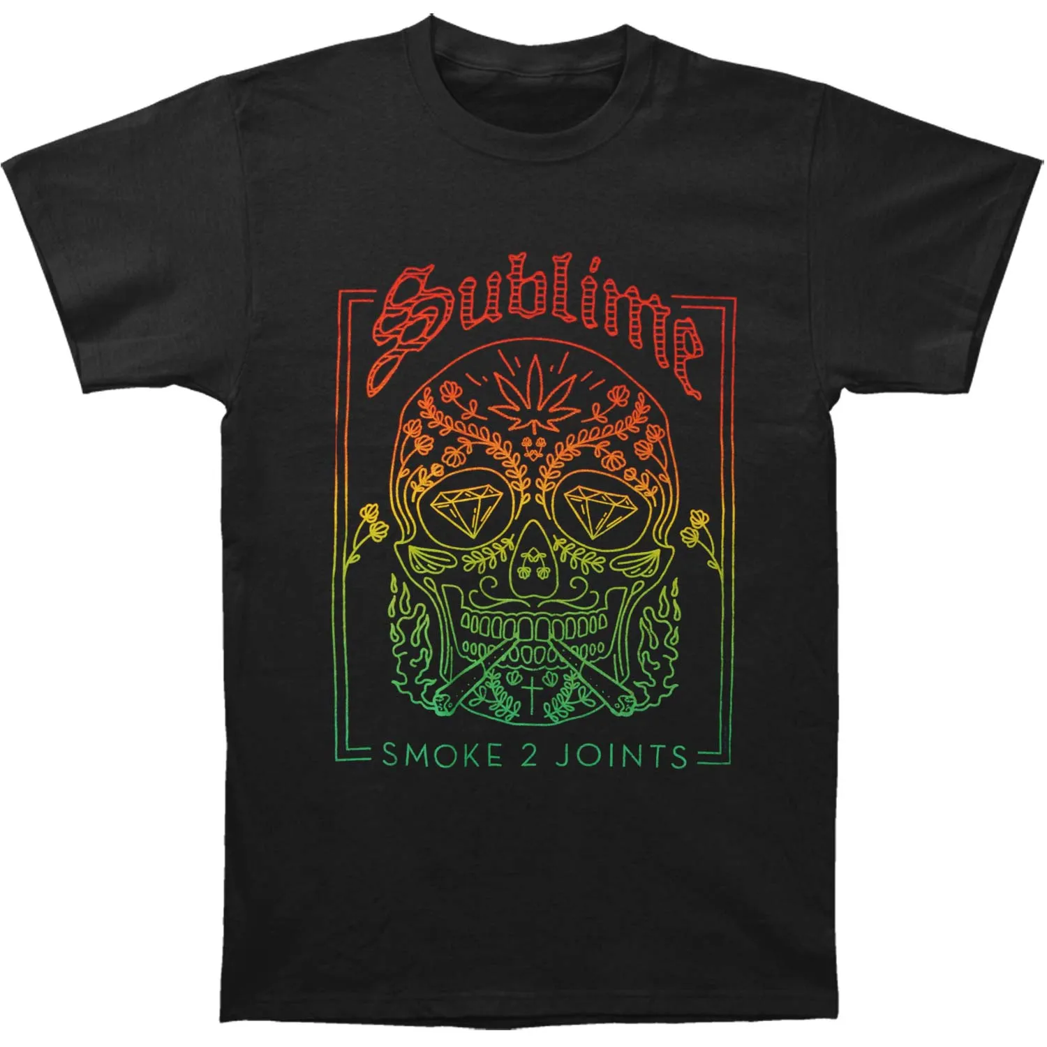 Smoke 2 Joints Skull Mens Soft T Slim Fit T-shirt sold by Rockabilia