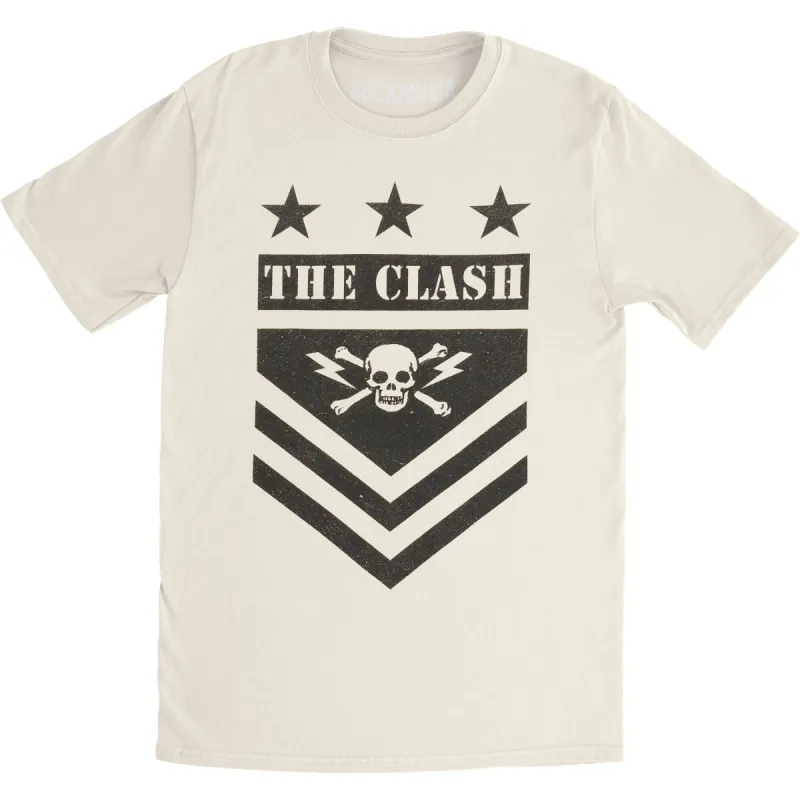 The Clash Army Stripes Cream Color T-shirt sold by Rockabilia