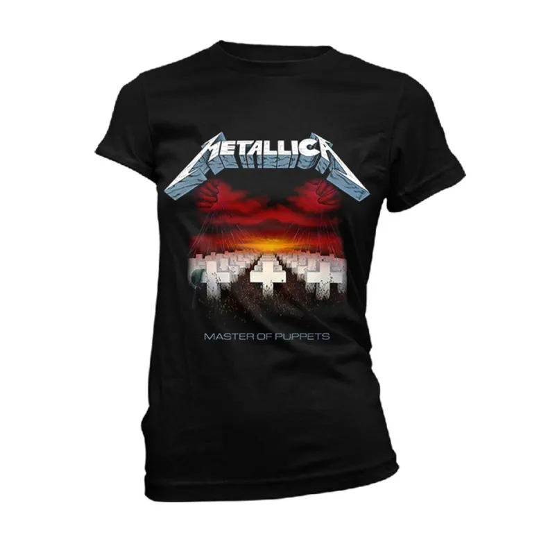 Master Of Puppets Tracks (black) Womens T-shirt sold by Rockabilia