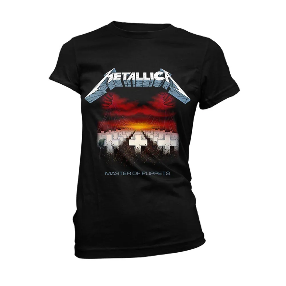 Master Of Puppets Tracks (black) Womens T-shirt sold by Rockabilia