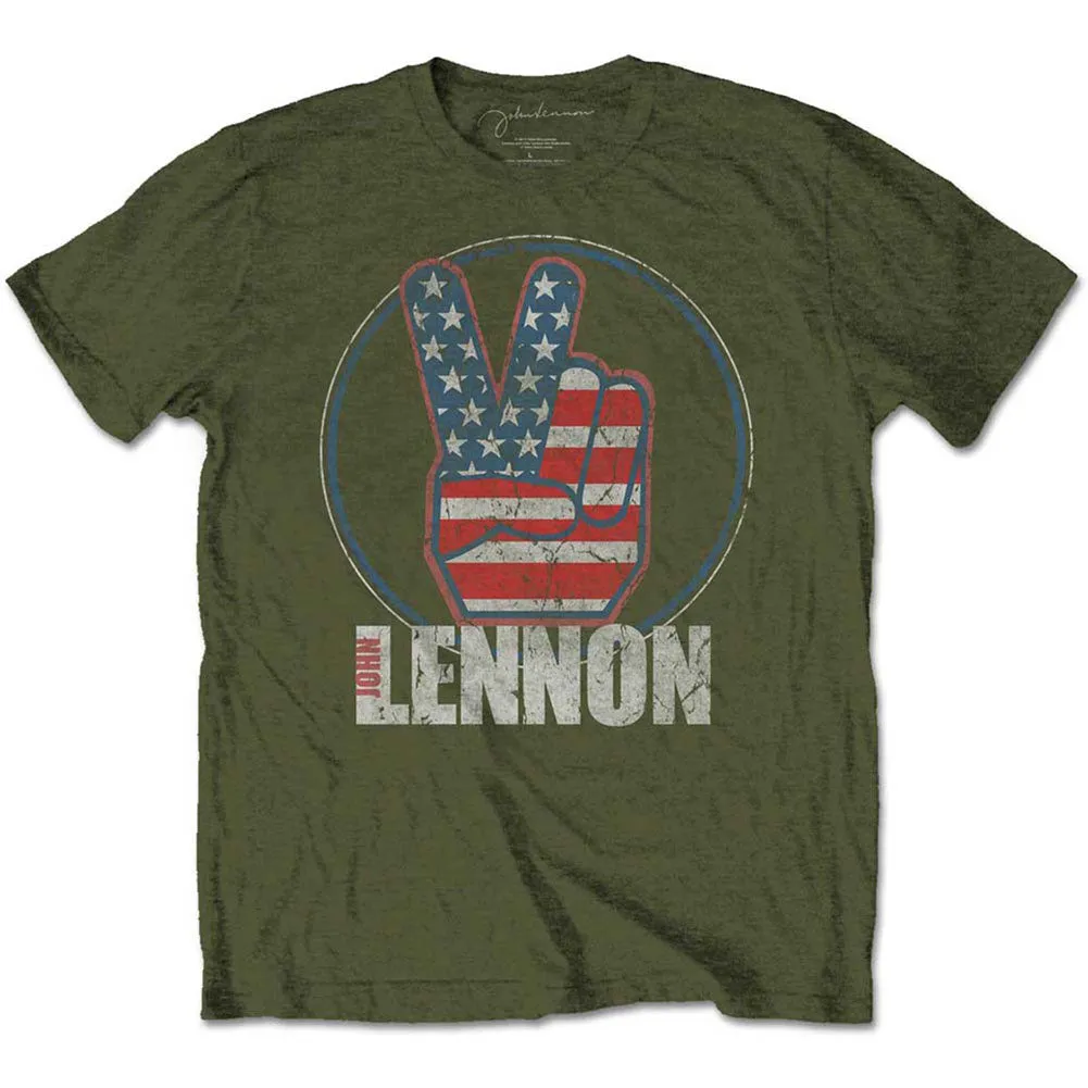 Peace Fingers US Flag Slim Fit T-shirt sold by Rockabilia
