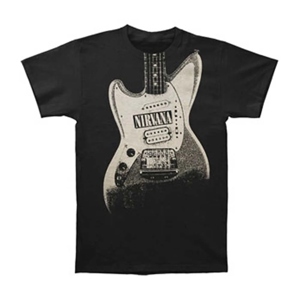 Guitar With Logo Image Discharge (3X=3XLT, 4X=4XLT) Slim Fit T-shirt sold by Rockabilia