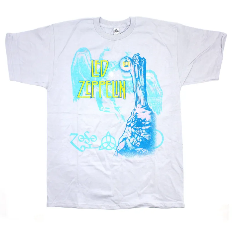 Blue Hermit Jumbo Print on Platinum Gray Tee T-shirt made by Led Zeppelin