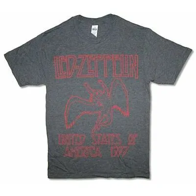 Usa 1977 Red Outline Dark Heather T-shirt sold by Rockabilia