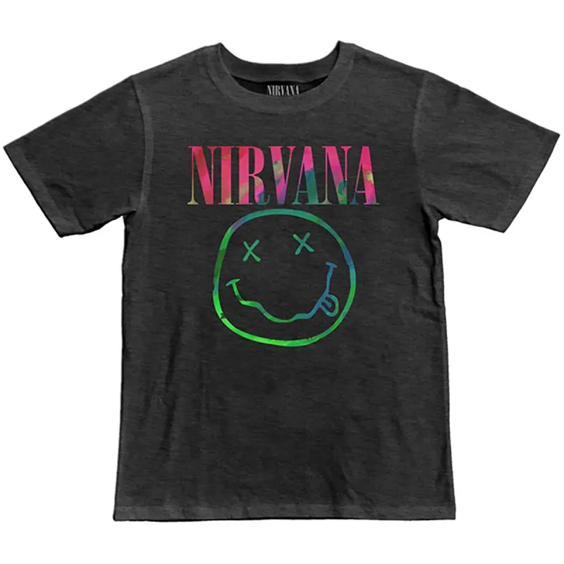 Green & Pink Gradient Smiley Face Logo T-shirt sold by Rockabilia