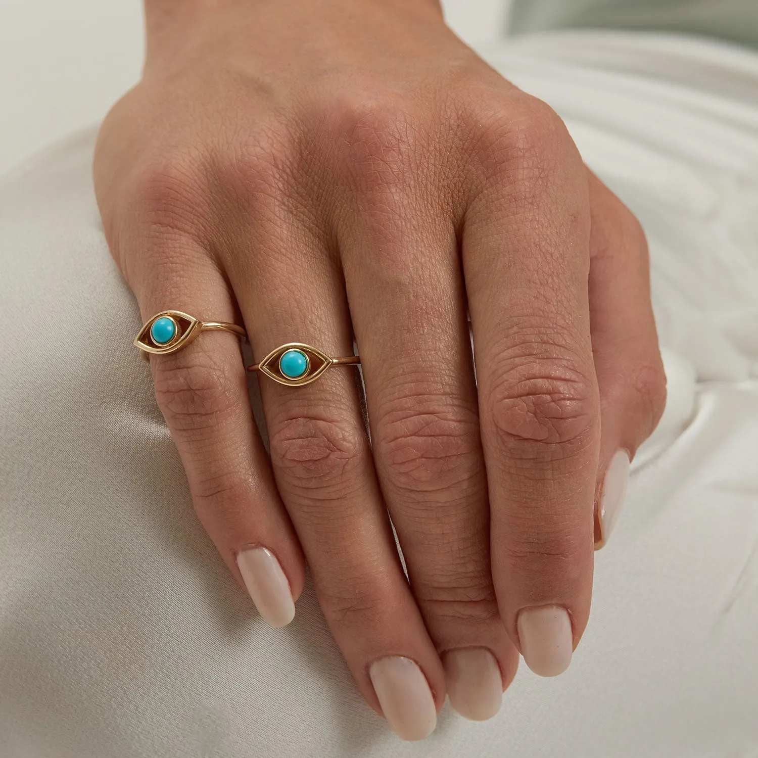 Turquoise Evil Eye Ring sold by Baby Gold product image thumbnail 5