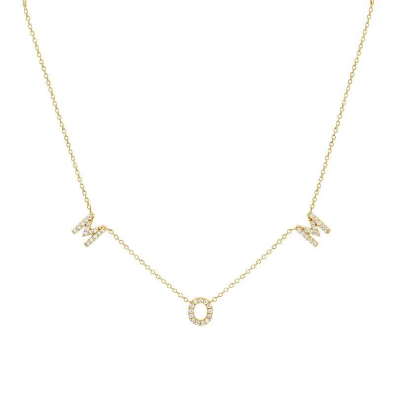 Diamond Spaced MOM Necklace sold by Baby Gold