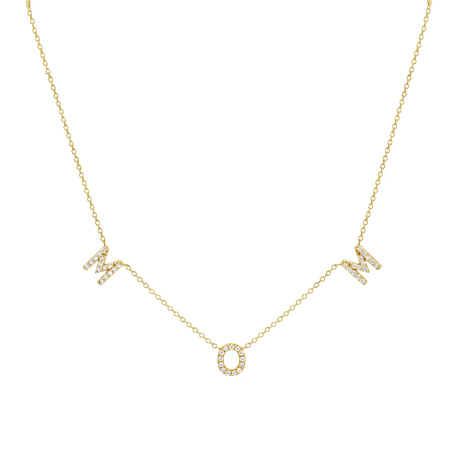 Diamond Spaced MOM Necklace sold by Baby Gold