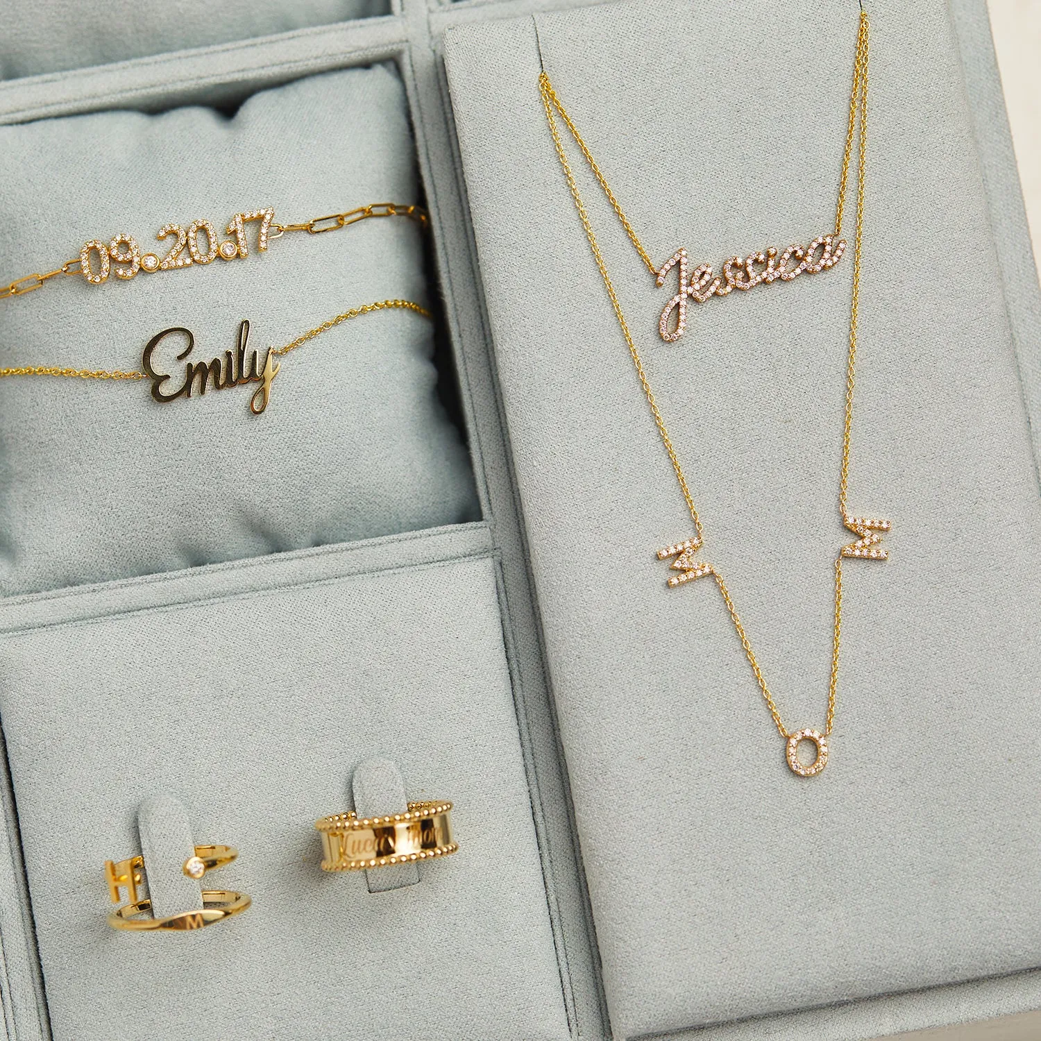 Diamond Spaced MOM Necklace sold by Baby Gold product image thumbnail 4