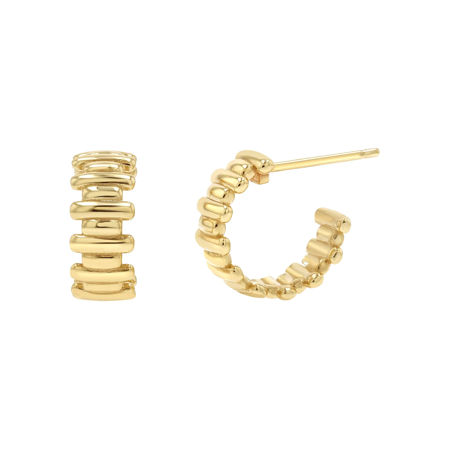 Deco Bar Huggie Hoops sold by Baby Gold