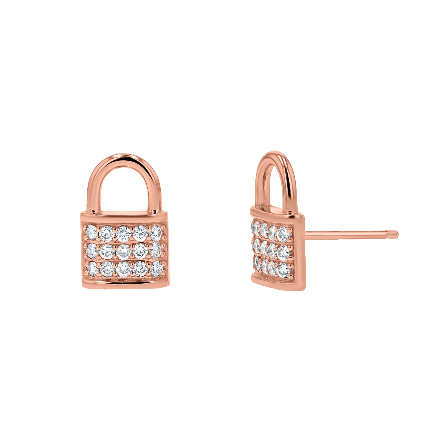 Love Padlock Diamond Pave Stud Earrings sold by Baby Gold product image thumbnail 3