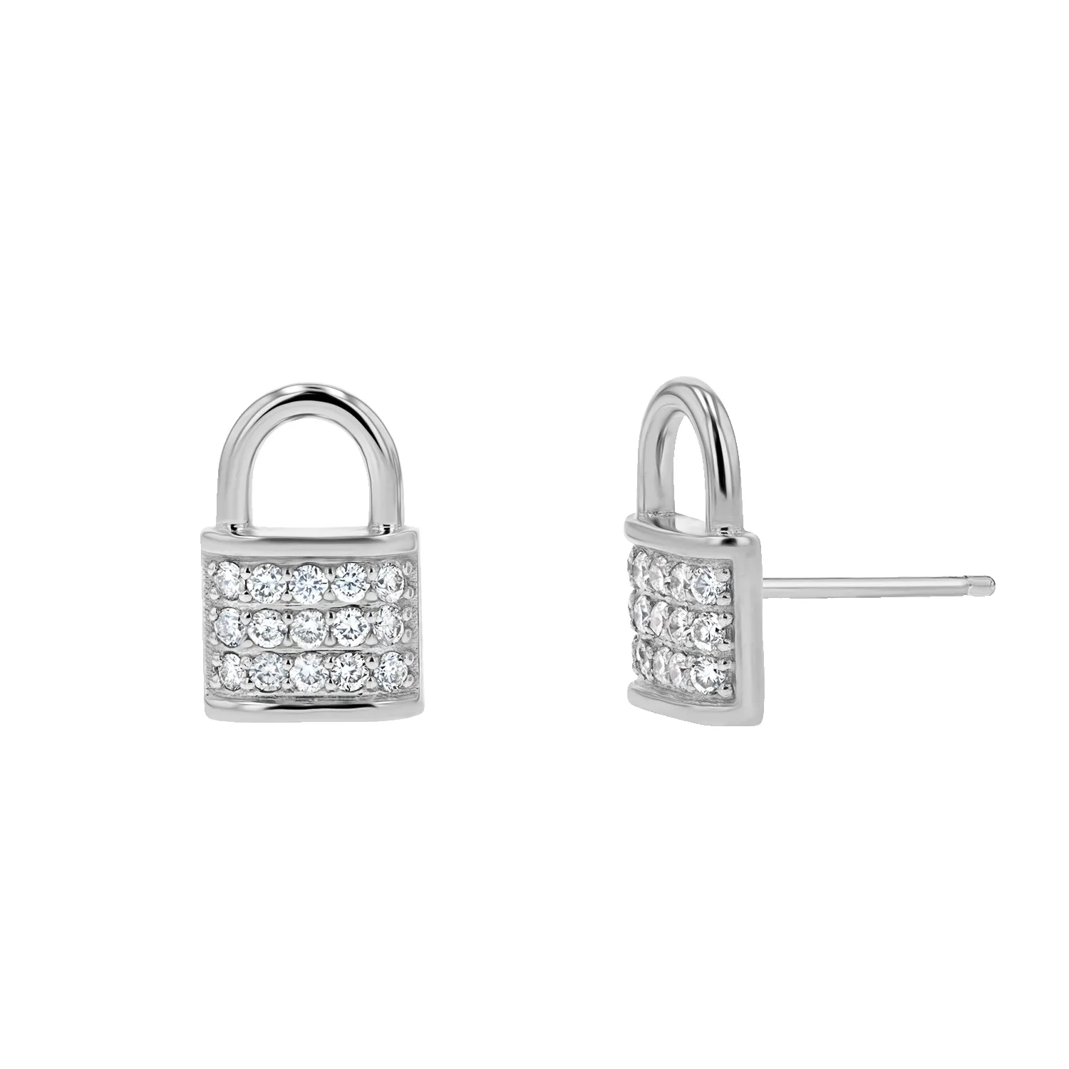 Love Padlock Diamond Pave Stud Earrings sold by Baby Gold product image thumbnail 2