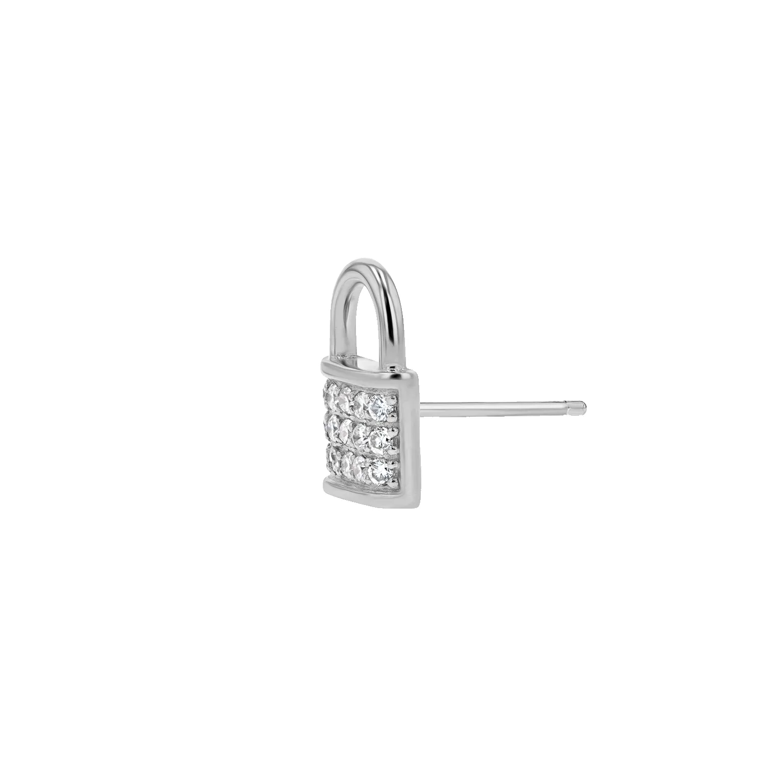 Love Padlock Diamond Pave Stud Earrings sold by Baby Gold product image thumbnail 5