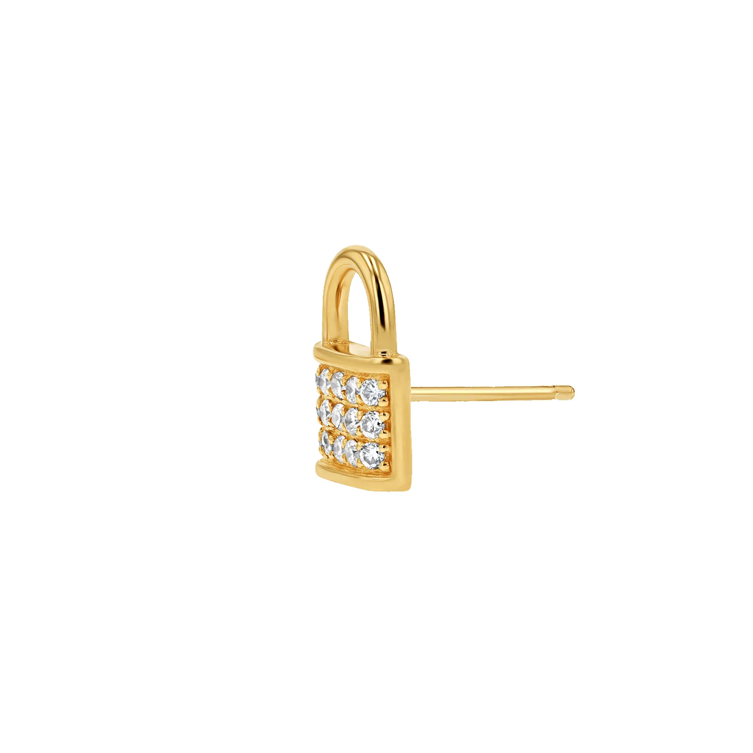 Love Padlock Diamond Pave Stud Earrings sold by Baby Gold product image thumbnail 4