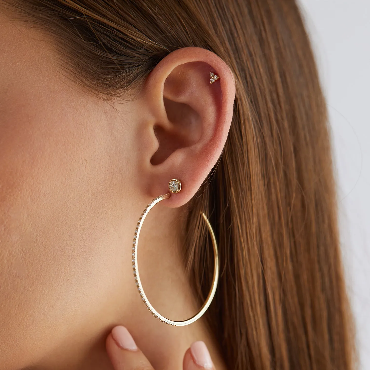Large Diamond Hoop Earrings sold by Baby Gold product image thumbnail 4