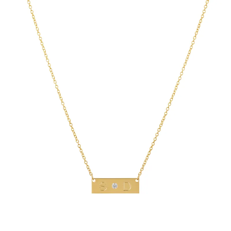 Diamond Letter Nameplate Necklace sold by Baby Gold