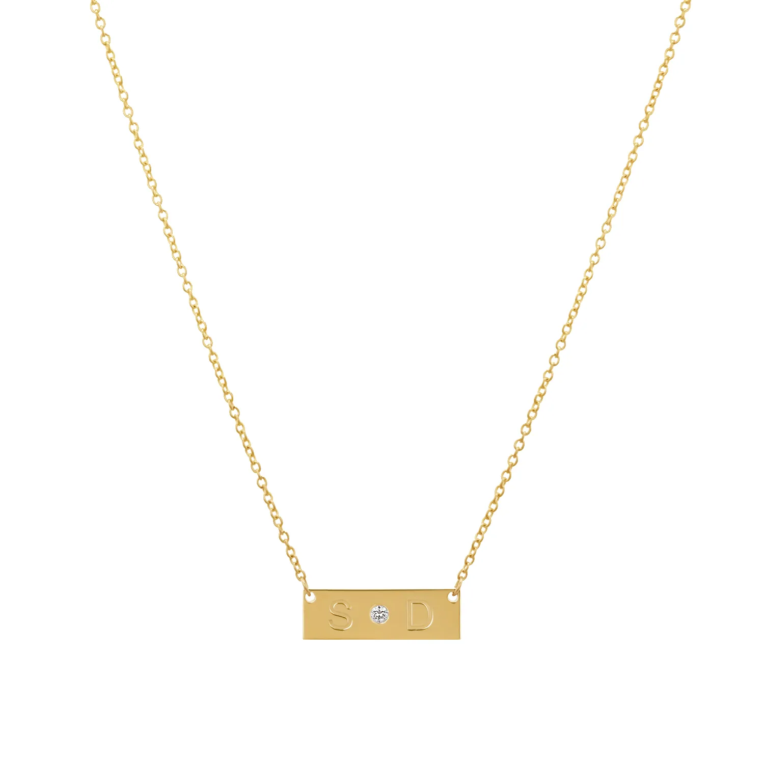 Diamond Letter Nameplate Necklace sold by Baby Gold