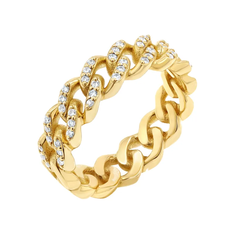 Grand Cuban Link Diamond Pave Ring sold by Baby Gold